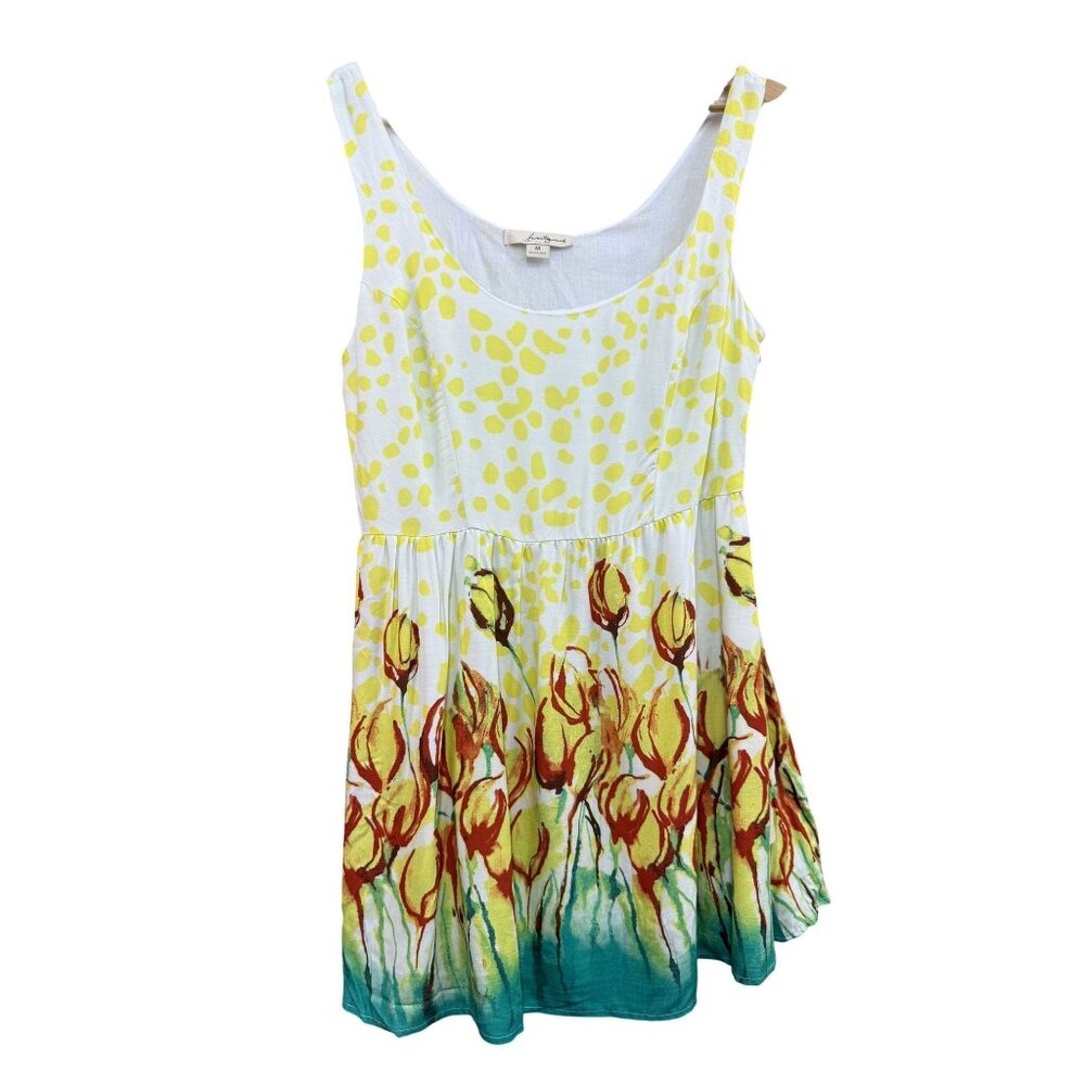Yellow & White Tulip Print Sleeveless Dress By Twenty One M Made In USA